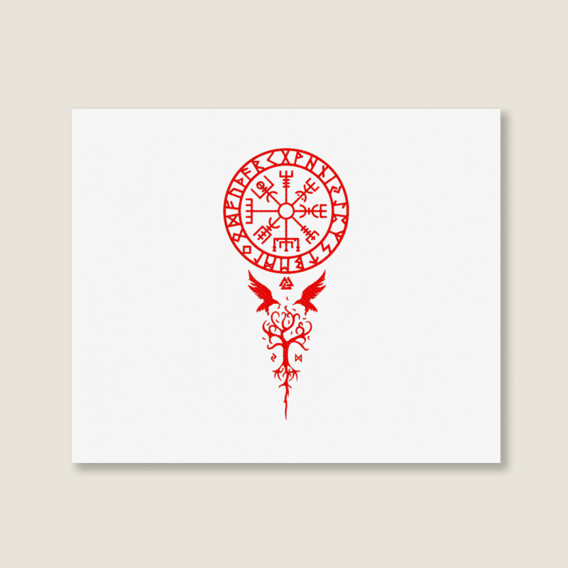 Vegvisir Runes Funny Viking Compass Nordic Gift Men Women Landscape Canvas Print | Artistshot