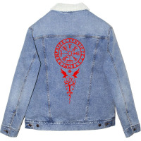 Vegvisir Runes Funny Viking Compass Nordic Gift Men Women Unisex Sherpa-lined Denim Jacket | Artistshot