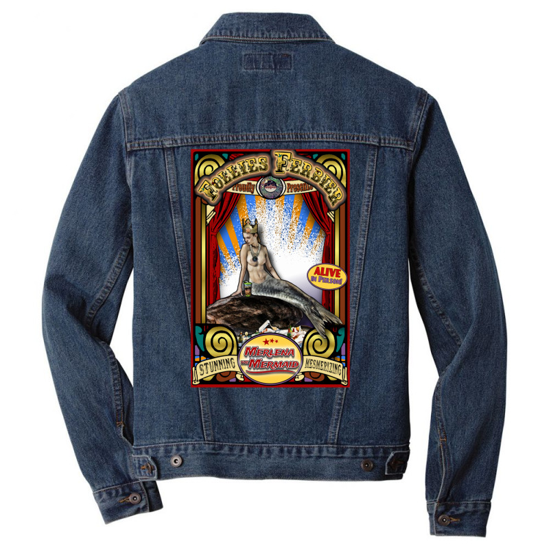 Merlena The Mermaid Sideshow Poster Men Denim Jacket by wasoufkuknag | Artistshot