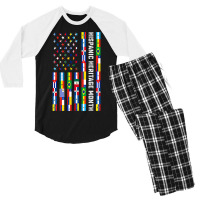 National Hispanic Heritage Month Celebration Latin Flags Men's 3/4 Sleeve Pajama Set | Artistshot