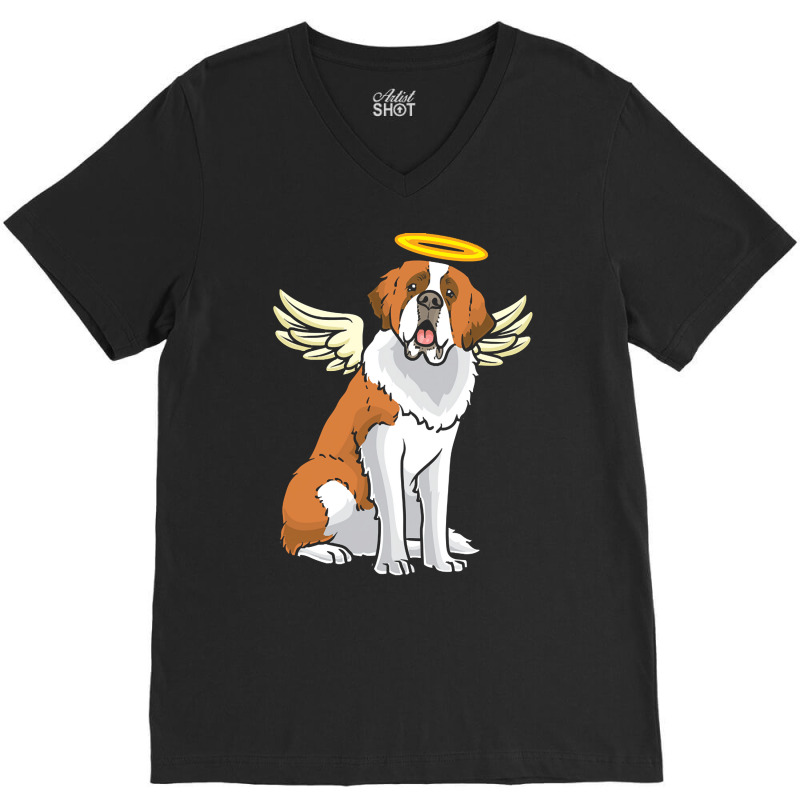 St Bernard Dog T  Shirt Saint Bernard With Guardian Angel Saying T  Sh V-Neck Tee by stammivy480 | Artistshot