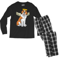 St Bernard Dog T  Shirt Saint Bernard With Guardian Angel Saying T  Sh Men's Long Sleeve Pajama Set | Artistshot