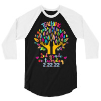 Teaching 2nd Grade On Twosday 2 22 22 T  Shirt Best Teaching 2nd Grade 3/4 Sleeve Shirt | Artistshot