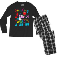 Twosday 2 22 22 T  Shirt Teaching 2nd Grade On Twosday 100 Days Men's Long Sleeve Pajama Set | Artistshot