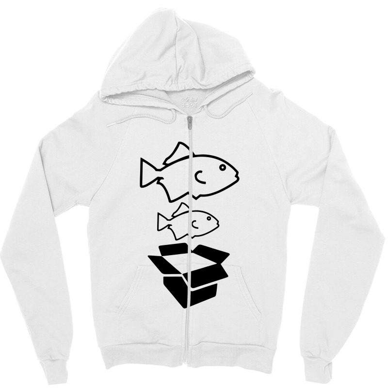 Big Fish Little Fish Cardboard Box Zipper Hoodie by skw art | Artistshot