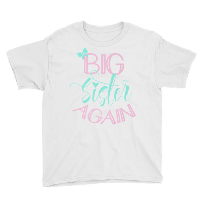 Big Sister Again Bow Heart Sibling Announcement Oldest Sis Premium T S Youth Tee Designed By Hamptonbonner