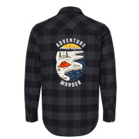 Adventure Wander Typography With Camping Tent Near Mountains River Ea Flannel Shirt | Artistshot