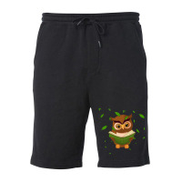 Owl Reading A Book Fleece Short | Artistshot