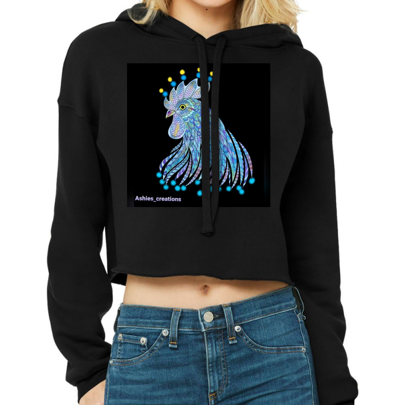 Rooster Cropped Hoodie by Ashiesart | Artistshot