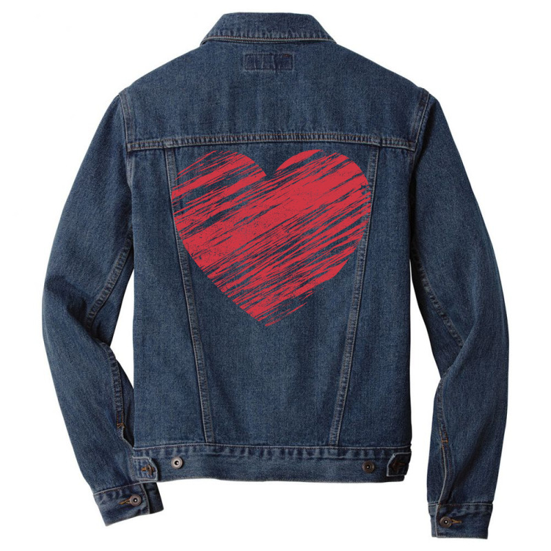 Red Heart Happy Valentines Day Men Denim Jacket | Artistshot