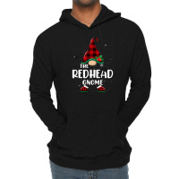 Redhead Gnome Buffalo Plaid Matching Family Christmas Pajama Funny Gif Lightweight Hoodie | Artistshot