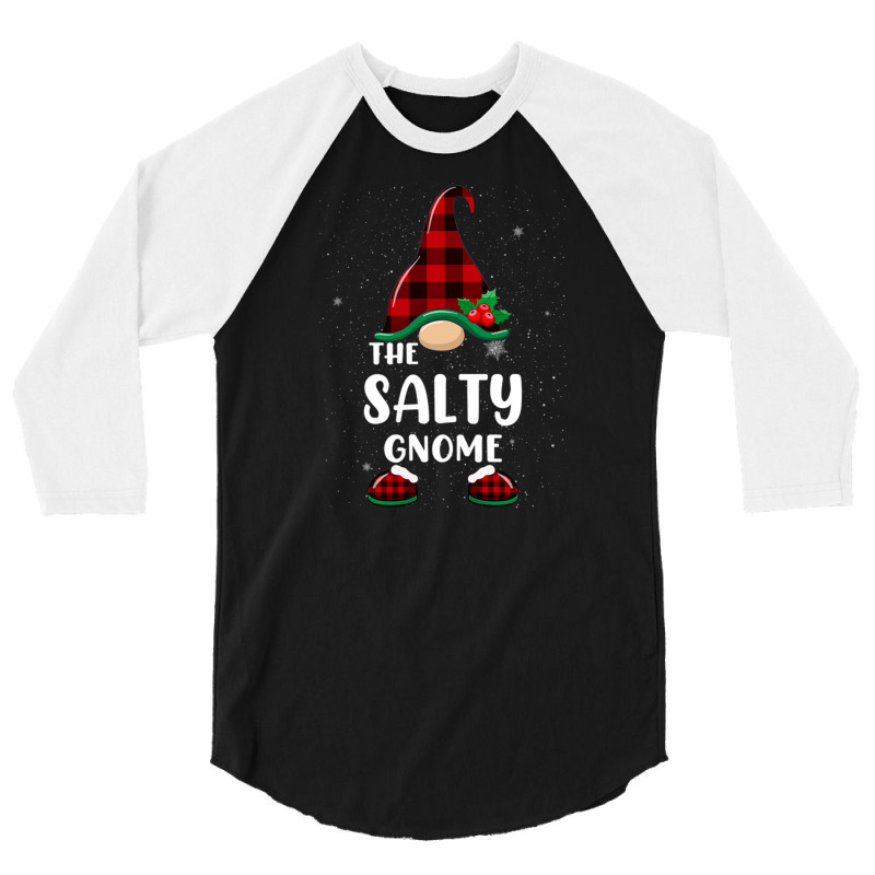 Salty Gnome Buffalo Plaid Matching Family Christmas Pajama Funny Gift 3/4 Sleeve Shirt | Artistshot