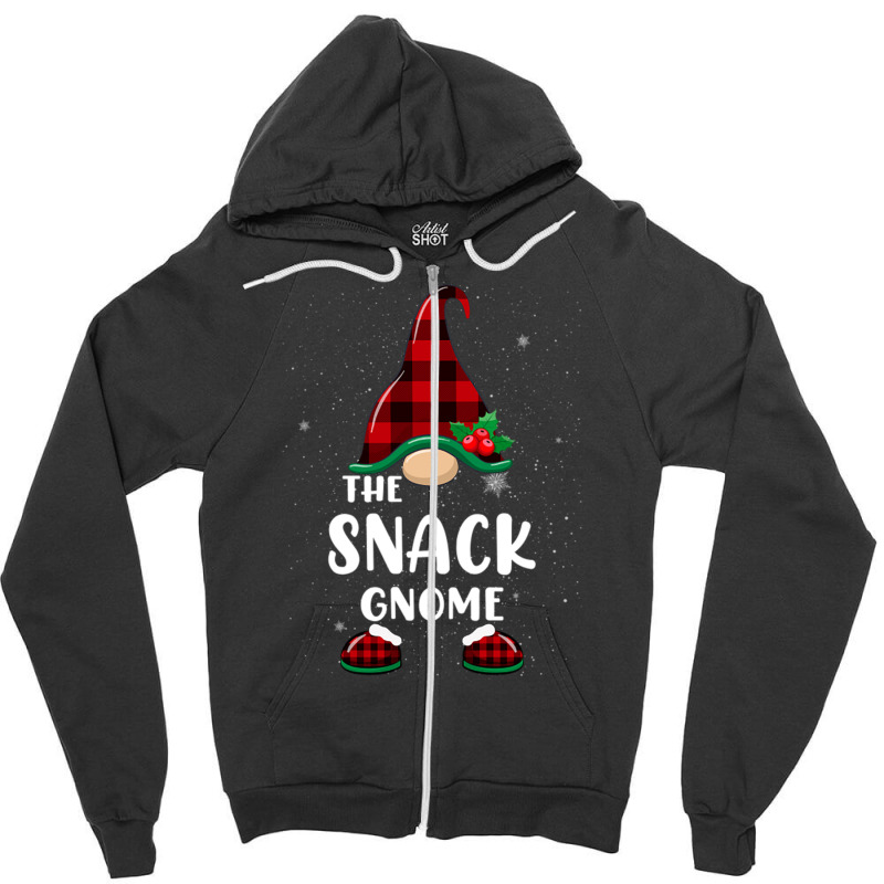 Snack Gnome Buffalo Plaid Matching Family Christmas Pajama Funny Gift Zipper Hoodie | Artistshot