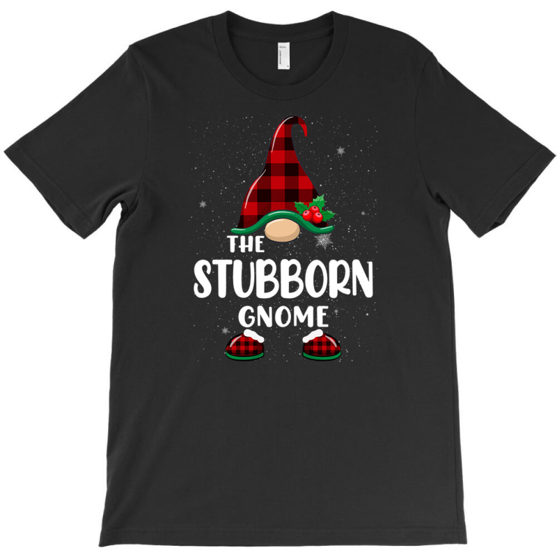 Stubborn Gnome Buffalo Plaid Matching Family Christmas Pajama Funny Gi T-shirt | Artistshot