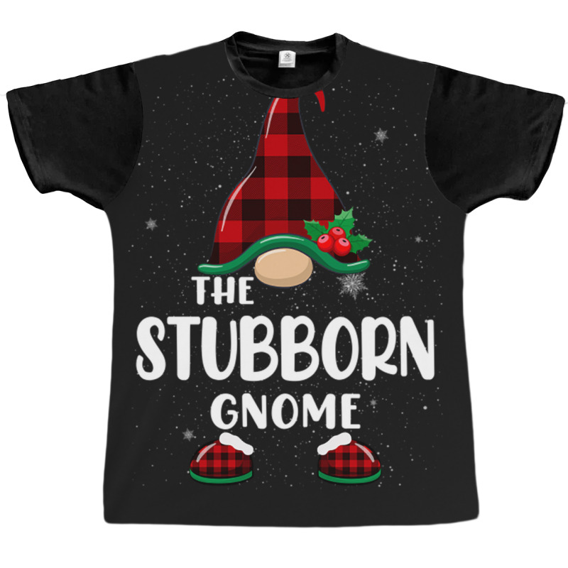 Stubborn Gnome Buffalo Plaid Matching Family Christmas Pajama Funny Gi Graphic T-shirt | Artistshot