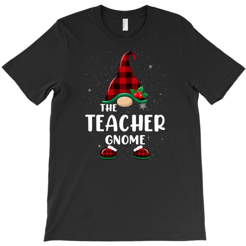 Teacher Gnome Buffalo Plaid Matching Family Christmas Pajama Funny Gif T-shirt | Artistshot