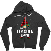 Teacher Gnome Buffalo Plaid Matching Family Christmas Pajama Funny Gif Zipper Hoodie | Artistshot