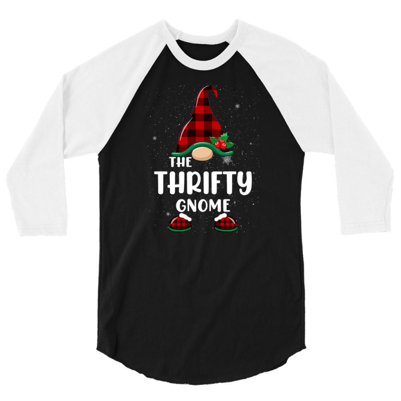 Thrifty Gnome Buffalo Plaid Matching Family Christmas Pajama Funny Gif 3/4 Sleeve Shirt | Artistshot