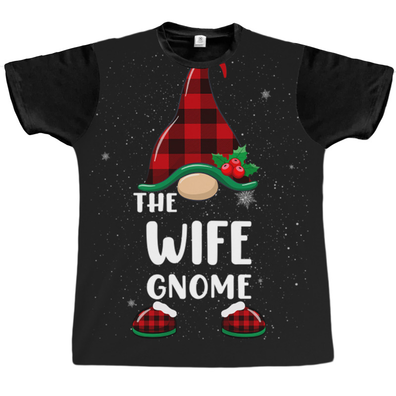 Wife Gnome Buffalo Plaid Matching Family Christmas Pajama Funny Gift Graphic T-shirt | Artistshot