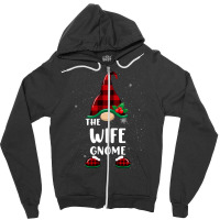 Wife Gnome Buffalo Plaid Matching Family Christmas Pajama Funny Gift Zipper Hoodie | Artistshot