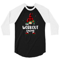 Workout Gnome Buffalo Plaid Matching Family Christmas Pajama Funny Gif 3/4 Sleeve Shirt | Artistshot