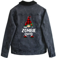 Zombie Gnome Buffalo Plaid Matching Family Christmas Pajama Funny Gift Unisex Sherpa-lined Denim Jacket | Artistshot