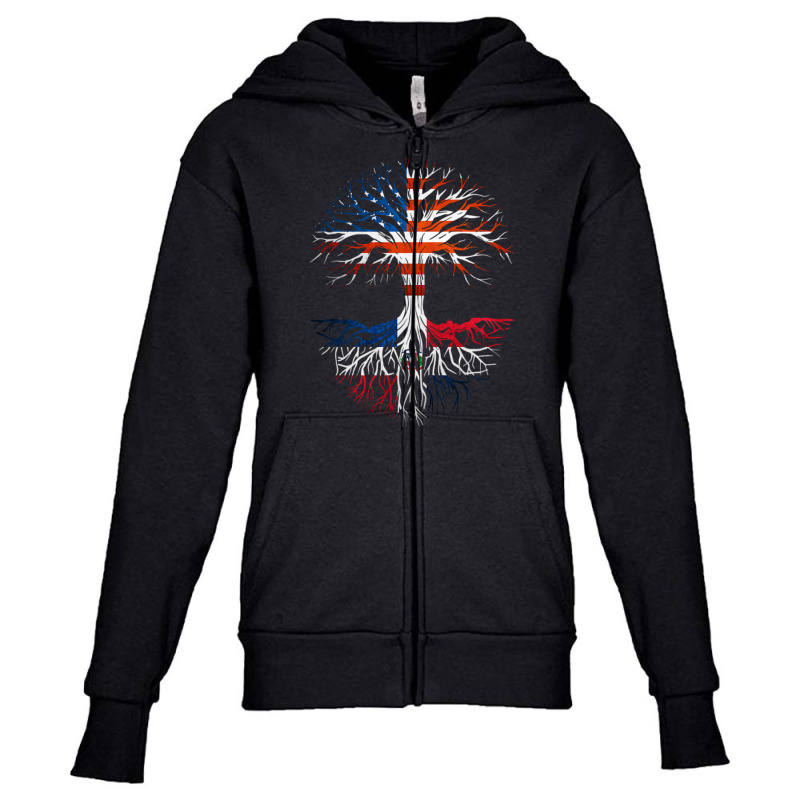 American Grown Dominican Roots Tree Dominican Republic Flag Usa Flag Youth Zipper Hoodie by DaniArt | Artistshot