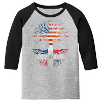 American Grown Dominican Roots Tree Dominican Republic Flag Usa Flag Youth 3/4 Sleeve | Artistshot