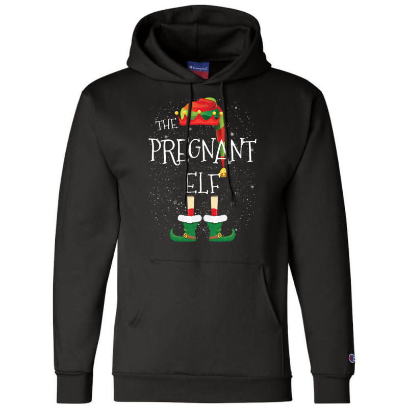 Pregnant Elf Family Matching Christmas Group Funny Pajama Gift Champion Hoodie | Artistshot