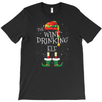 Wine Drinking Elf Family Matching Christmas Group Funny Gift T-shirt | Artistshot