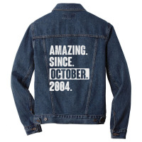 Amazing Since October 2004 Funny 18 Year Old 18th Birthday Men Denim Jacket | Artistshot