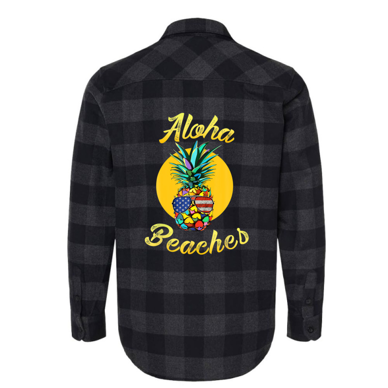 Pineapple Aloha Beaches Rainbow Retro Vintage Hawaiian Flannel Shirt | Artistshot