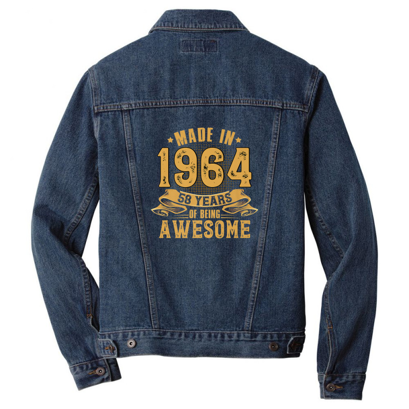 Made-in-1964 - 58 Years Of Being Awesome 58th Birthday Gifts Men Denim Jacket | Artistshot