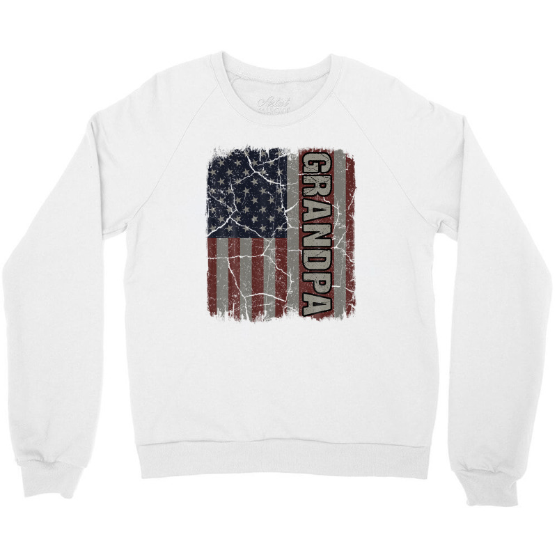 Grandpa American Flag Vintage Father's Day 4th Of July Gift Crewneck Sweatshirt | Artistshot