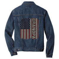 Grandpa American Flag Vintage Father's Day 4th Of July Gift Men Denim Jacket | Artistshot