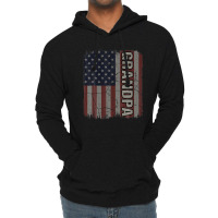 Grandpa American Flag Vintage Father's Day 4th Of July Gift Lightweight Hoodie | Artistshot