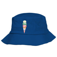 Vanilla Mint Strawberry Ice Cream Cone,three Scoops Bucket Hat | Artistshot