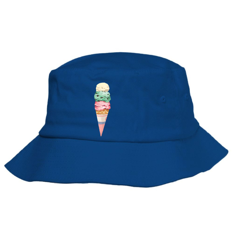 Vanilla Mint Strawberry Ice Cream Cone,three Scoops Bucket Hat by Buhutani | Artistshot