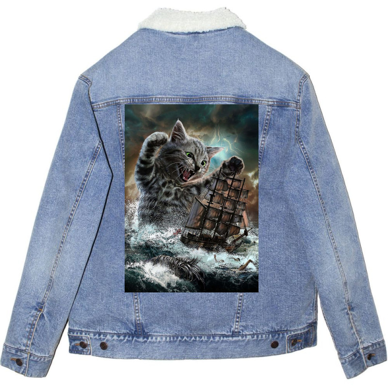 Titan Cat Kraken Unisex Sherpa-lined Denim Jacket | Artistshot