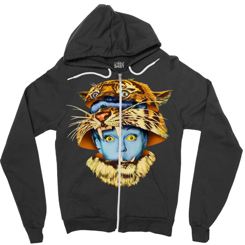 Tiger Lady Zipper Hoodie by hmzhviholal | Artistshot