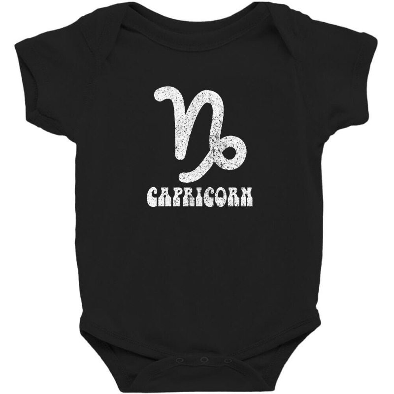 Capricorn Retro Zodiac Symbol Faded Style Design Baby Bodysuit | Artistshot