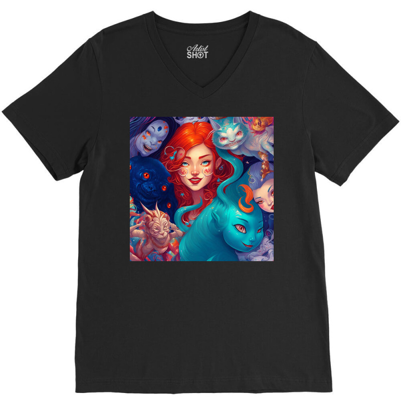 Beautiful Girls Art V-neck Tee | Artistshot