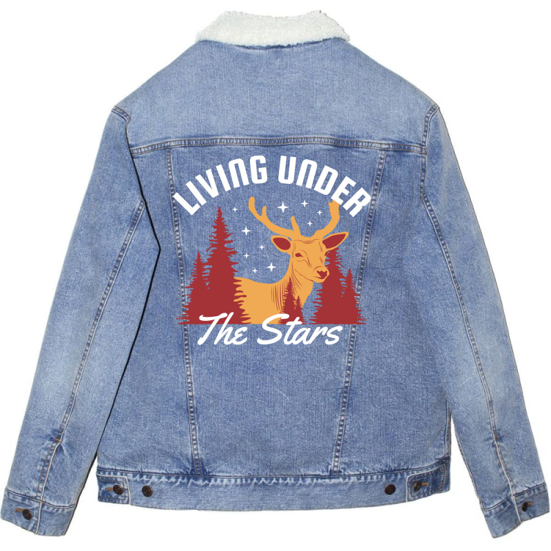 Living Under The Stars Unisex Sherpa-Lined Denim Jacket by April Shop | Artistshot