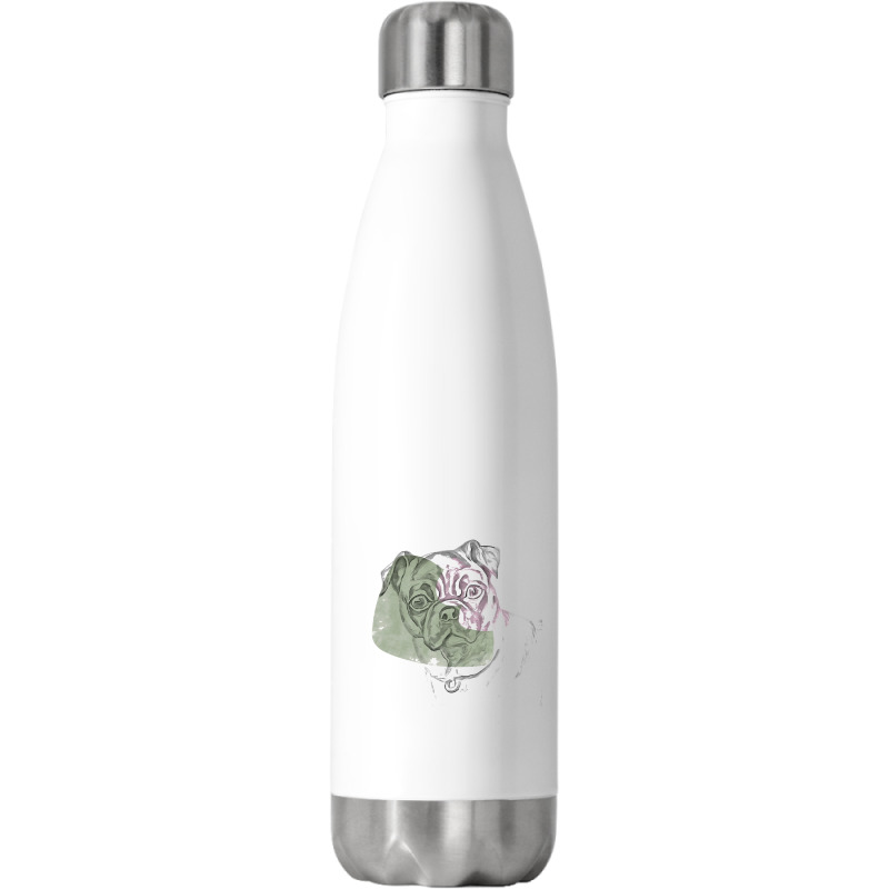 Dog Art Minimalist Pug Canine Empty Space Animal Stainless Steel Water Bottle | Artistshot