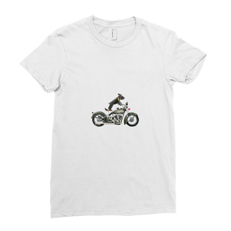 Black Schnauzer On Motorcycle Ladies Fitted T-shirt | Artistshot