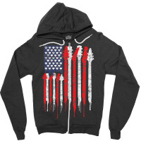 American Flag Guitar Red White Patriotic Music Lover Zipper Hoodie | Artistshot