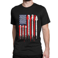 American Flag Guitar Red White Patriotic Music Lover Classic T-shirt | Artistshot