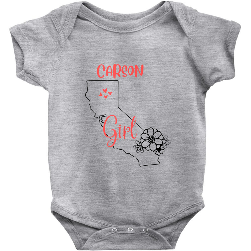 I Love State Of California Flower Outline Carson City Girl Baby Bodysuit by tonierich | Artistshot