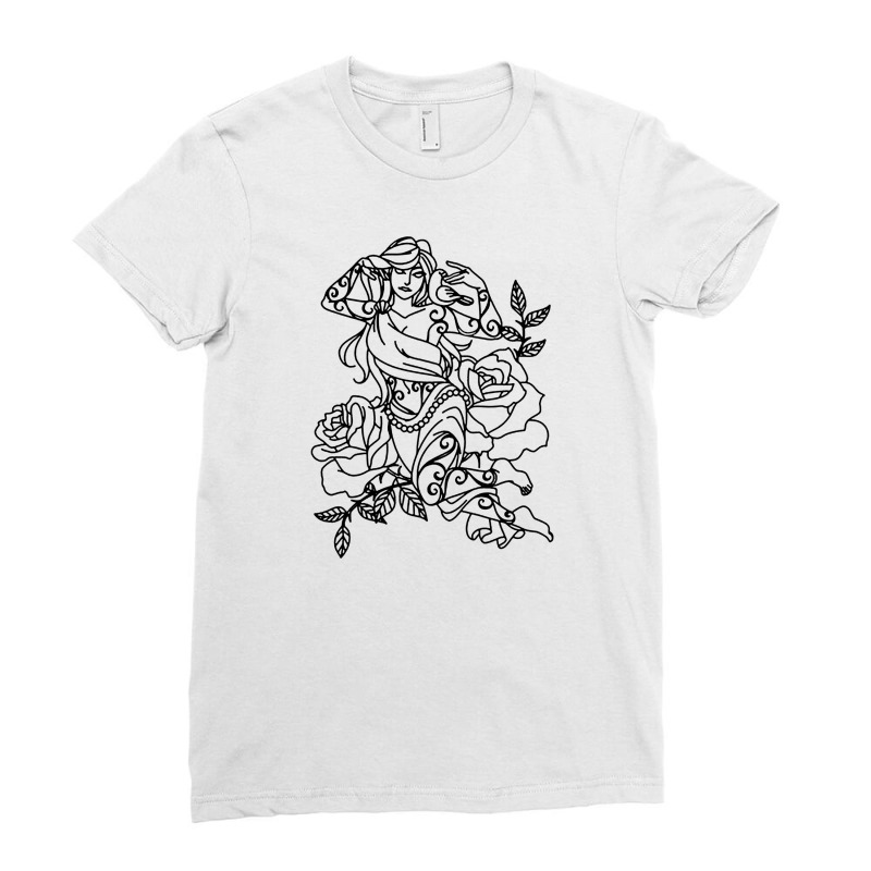 Illustration Of Woman Ladies Fitted T-Shirt by phillipjohnson | Artistshot