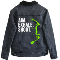 Archery Bow Hunting  Aim Exhale Shoot Unisex Sherpa-lined Denim Jacket | Artistshot